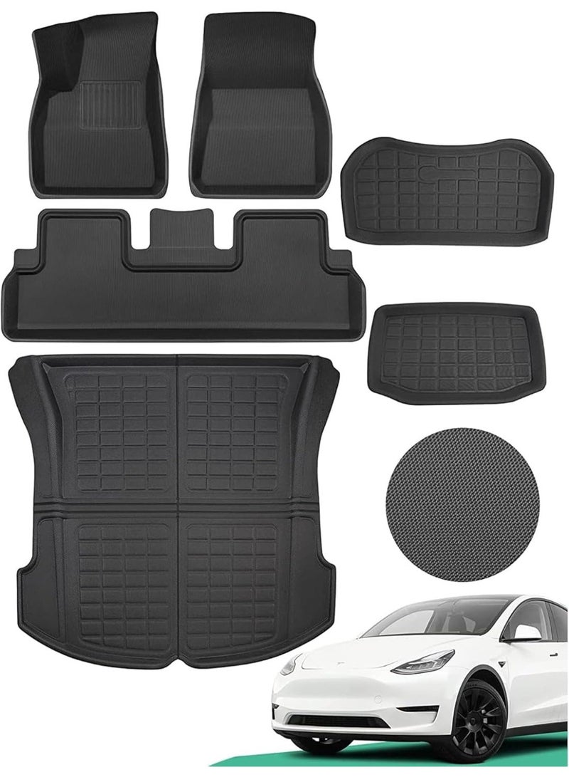 Dunekart Full Set Tesla Model 3 Floor Mats  with Durable XPE All-Weather Cargo Liner, Trunk, Front, Rear, and Frunk Mats for Complete Protection - Image 1